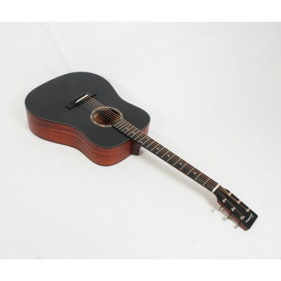 Eastman E2D-BK Solid Sapele Cedar Black Top Dreadnought with Soft Case - Contact us for ETA